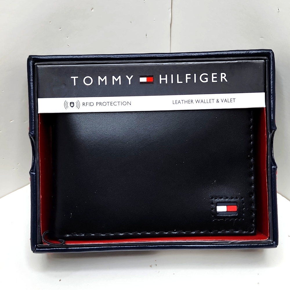 ⭐️TOMMY HILFIGER 💯 MENS WALLET BLACK, LEATHER WALLET